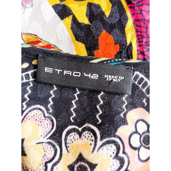 Etro Jungle Silk Lace-up Front Bell Sleeve Blouse Size 42 - Picture 8 of 13